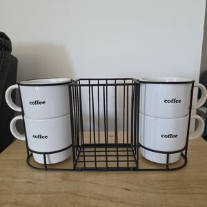 Coffee Break Signature Set Of 4 Stackable Mugs And Stand